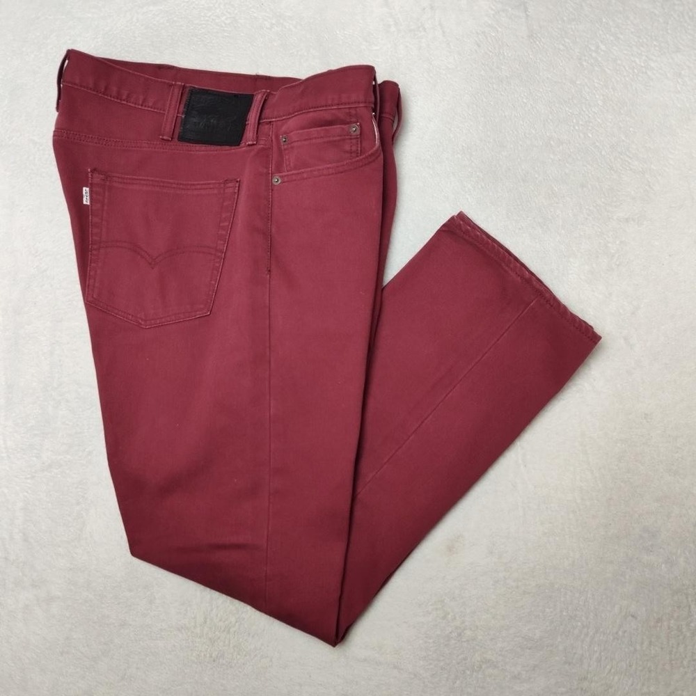 Levis 513 Jeans Mens 38x30 Red Straight Slim Denim 5-Pocket Logo Cotton Work